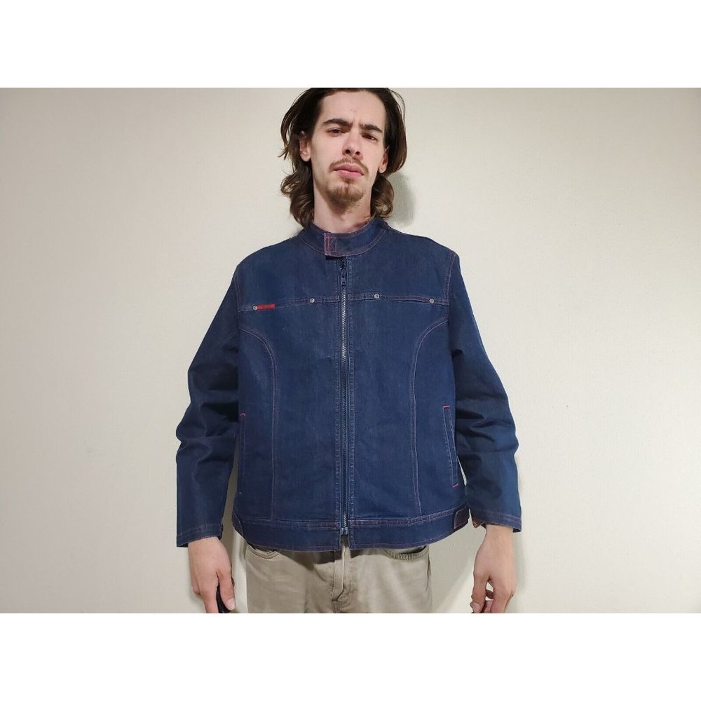 Revolt Jeans Co Y2K Full Zip Denim Jacket With Red Stitching Women's 2X